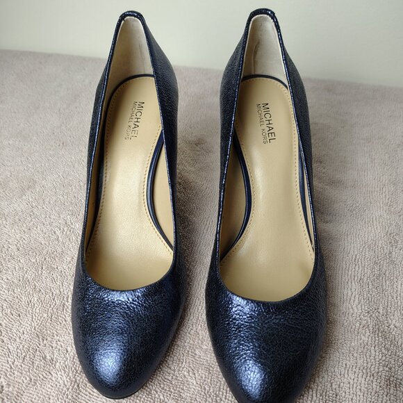 MICHAEL KORS Flex Pump Women 7M Blue Metallic Sparkle Pointed Toe Heels With Box - Picture 4 of 10